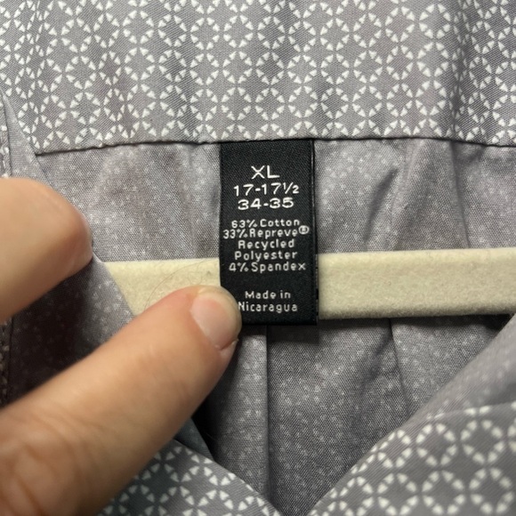 J. Ferrar Long Sleeve Stretch Slim Fit Gray Button Up Shirt Mens Sz XL 17-17.5” - Picture 6 of 14